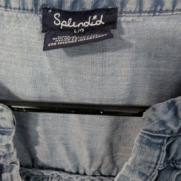 Splendid Blue Denim Blouse, Size L - Picture 2 of 3
